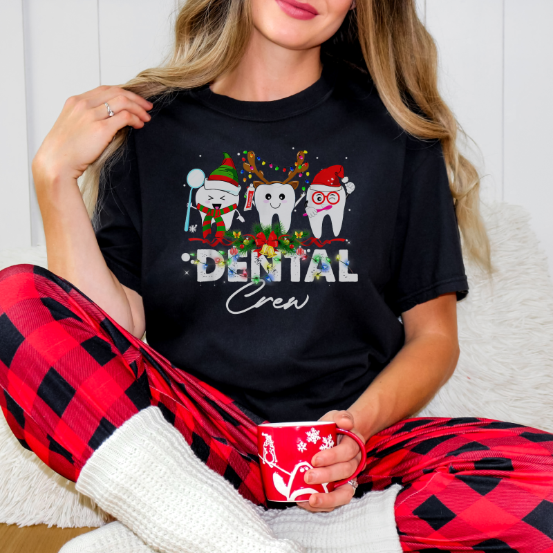 Dentist Christmas Tooth Shirt Pink Clover USA