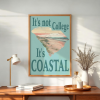 Coastal Carolina University Dorm Room Prints in Teal, which includes the state of south Carolina with a beach scene in the outline of the state with the words Its Not College Its Coastal.